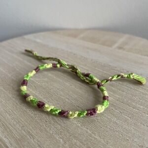 Maelle Woven Friendship Bracelet OS Green Brown Women Handmade Cotton